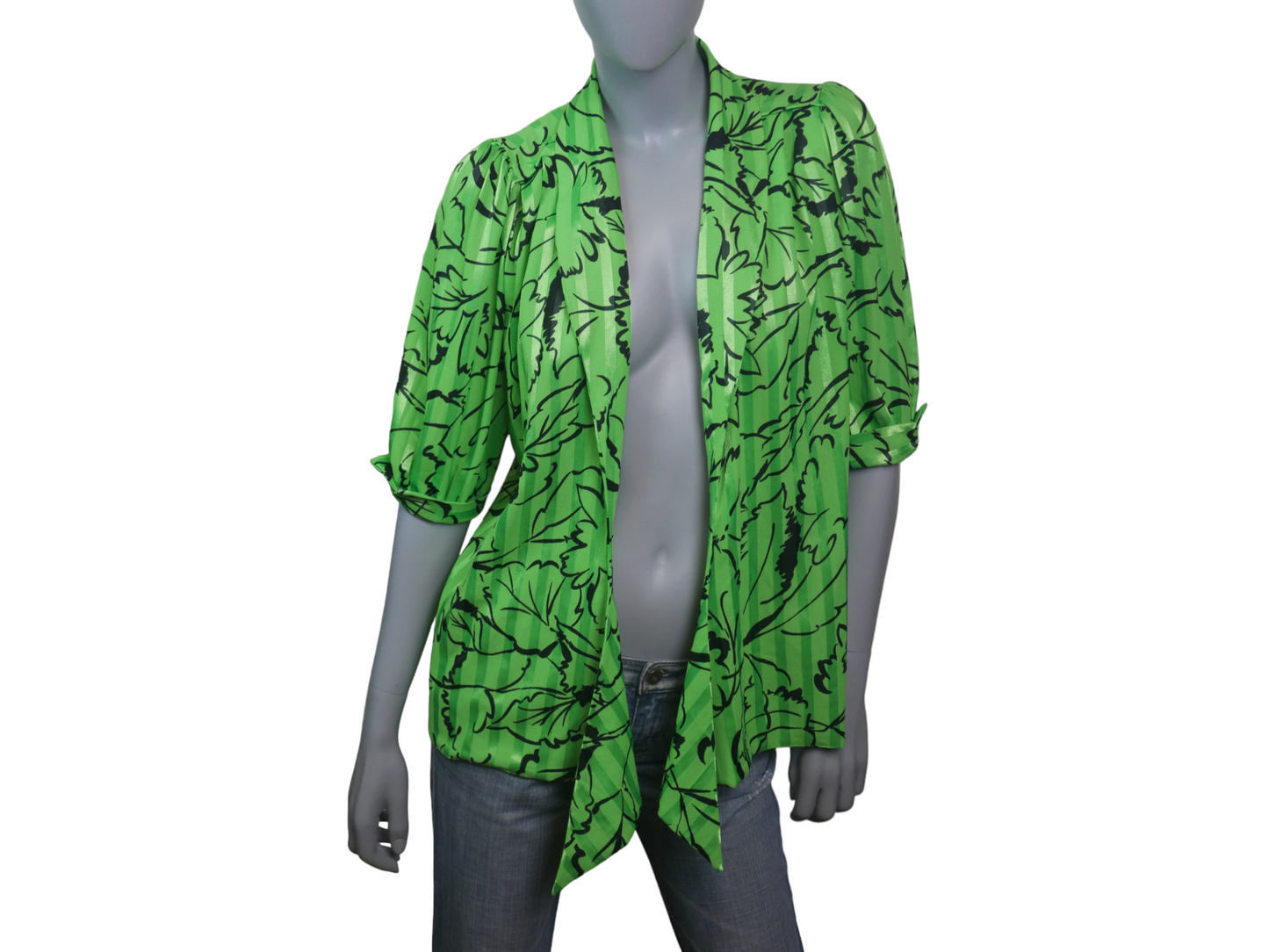 Vintage Lightweight Summer Blazer | Lime Green & Black | Medium