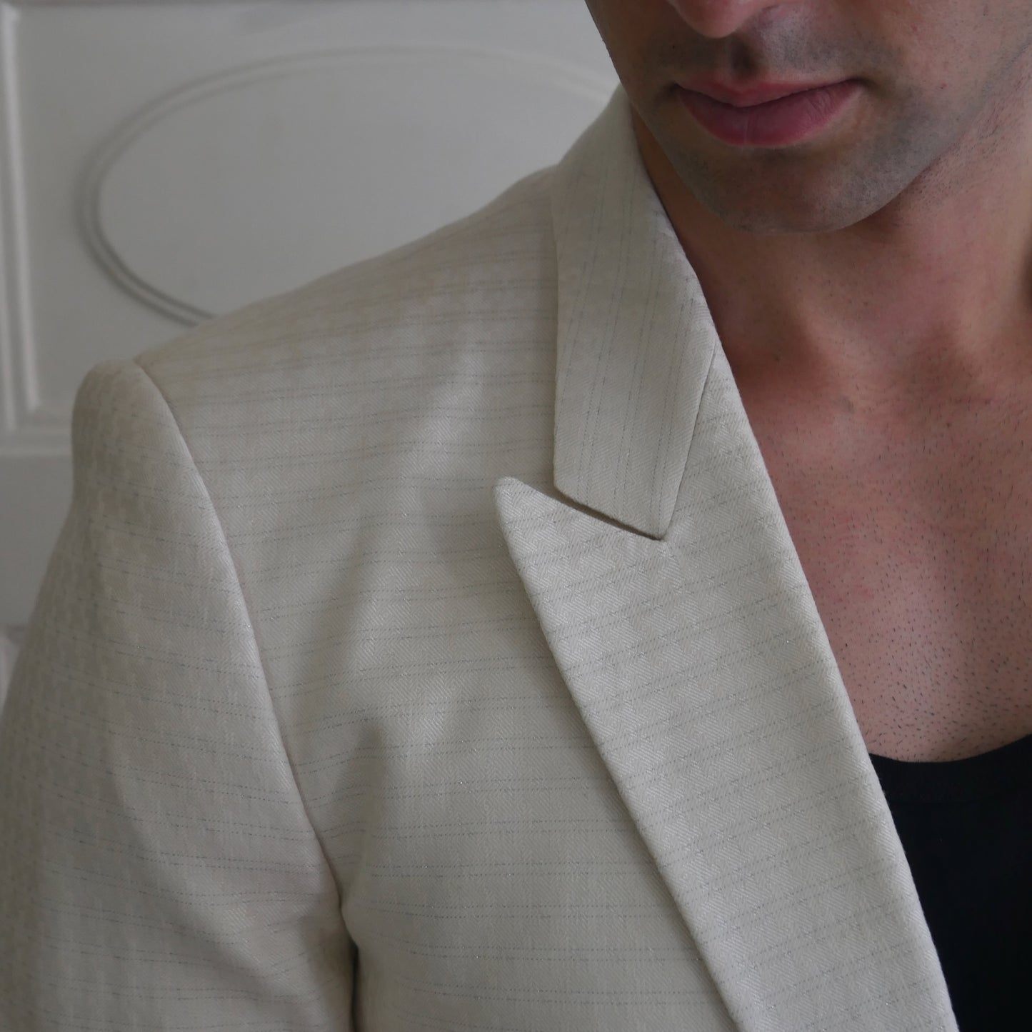 80s Vintage Cropped Blazer | Cream | Medium