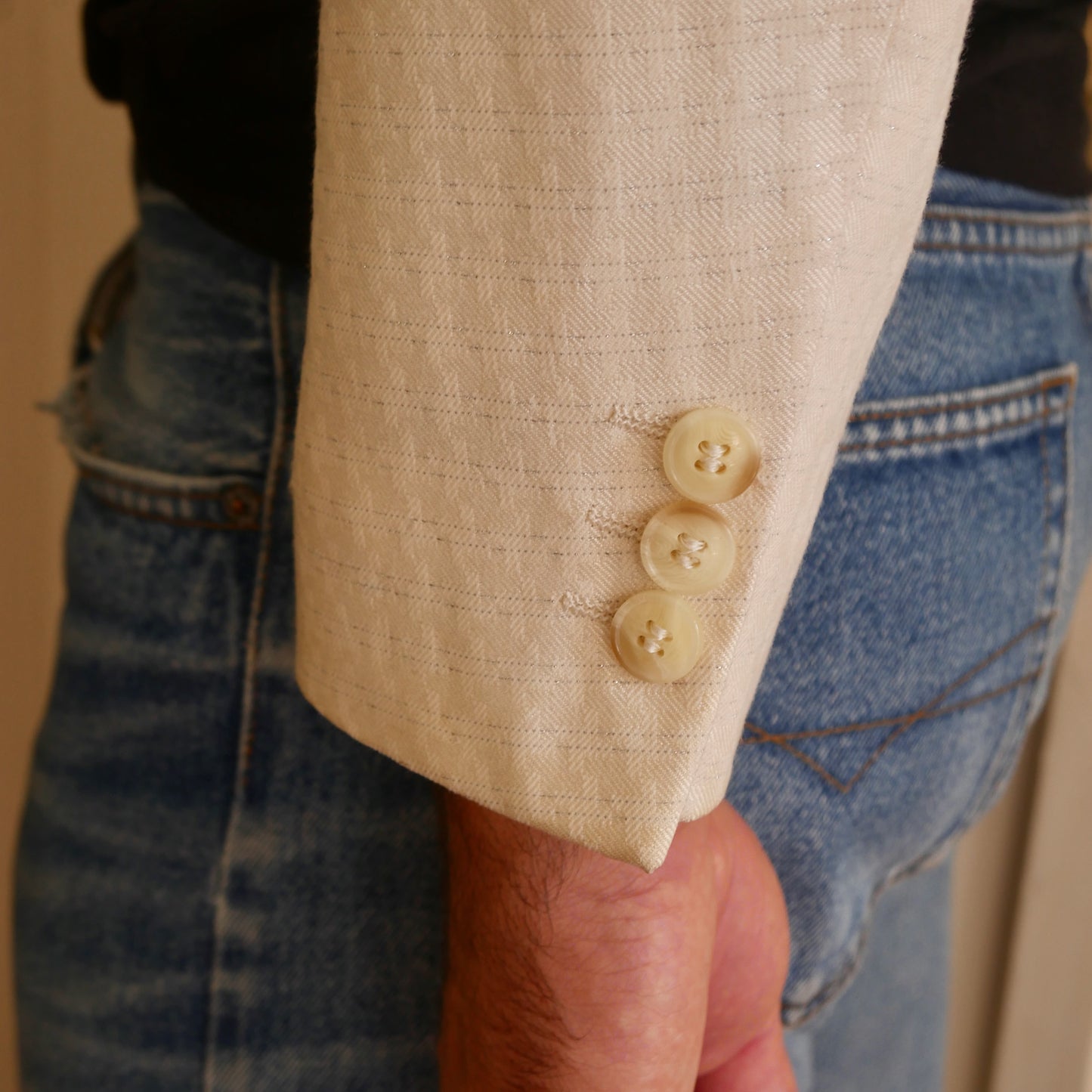 80s Vintage Cropped Blazer | Cream | Medium