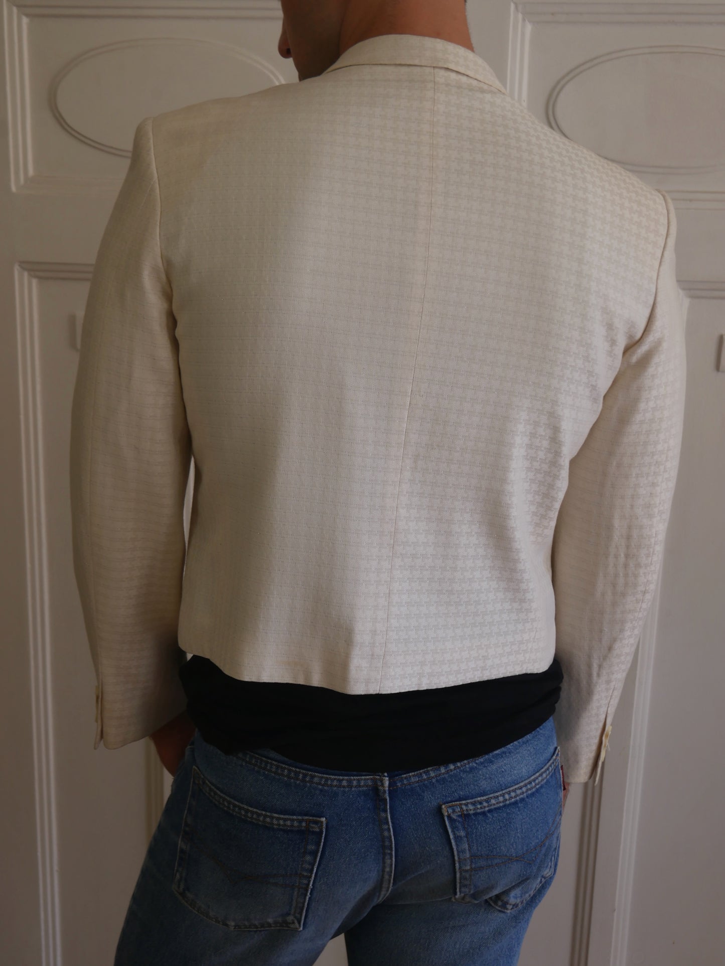 80s Vintage Cropped Blazer | Cream | Medium