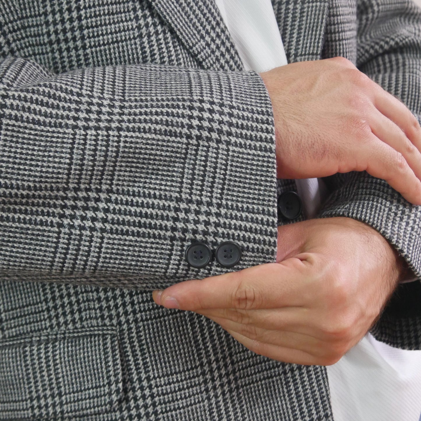 Tweed Blazer | 1980s Vintage Black & Gray Houndstooth Check | Extra Large