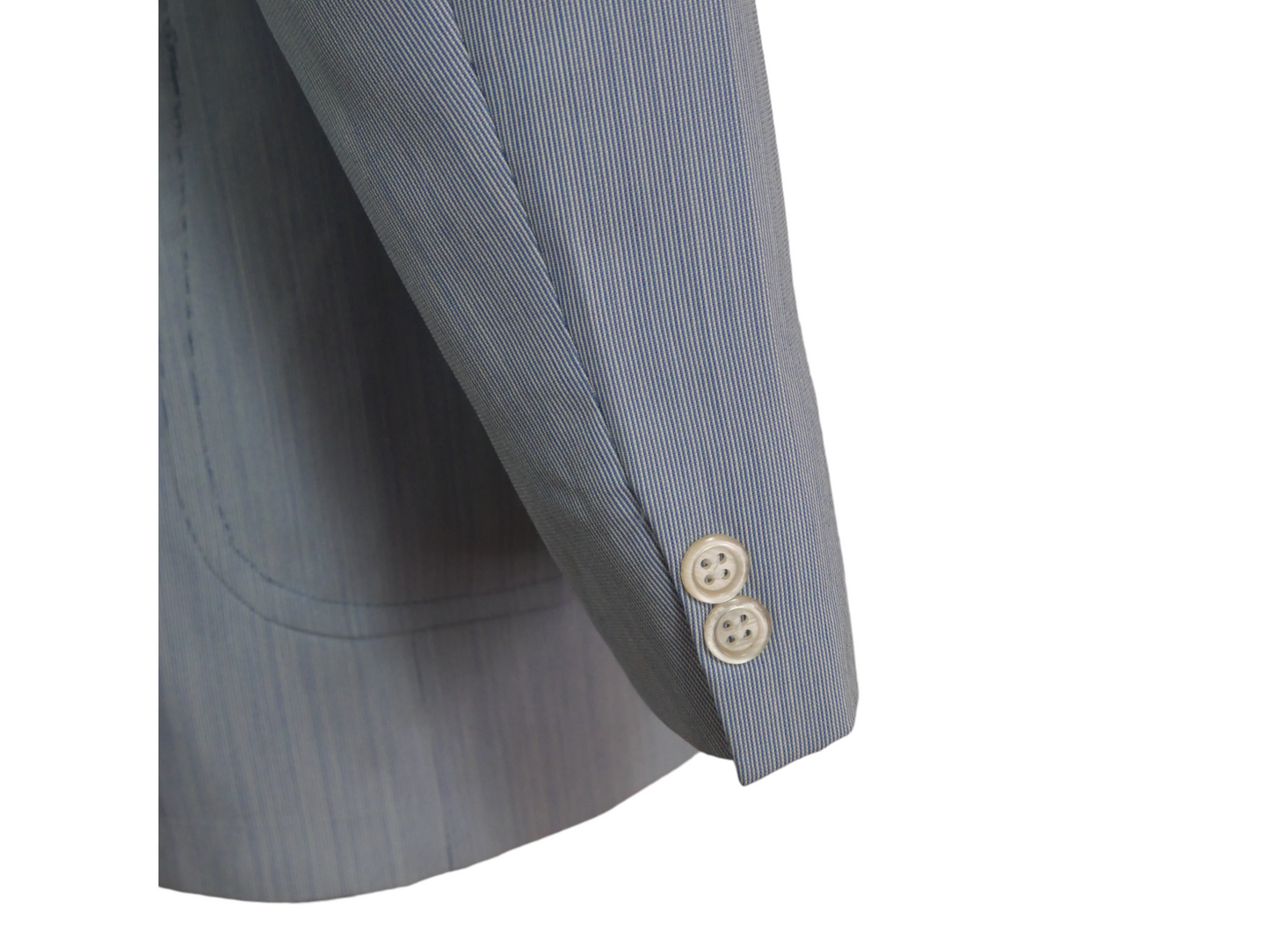 70s Vintage Blazer with Wide Lapels | Light Blue Seersucker | Medium 40L