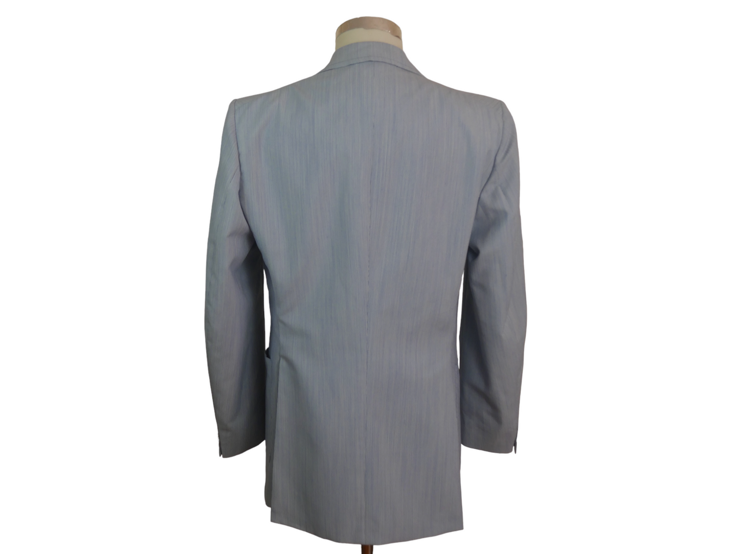 70s Vintage Blazer with Wide Lapels | Light Blue Seersucker | Medium 40L