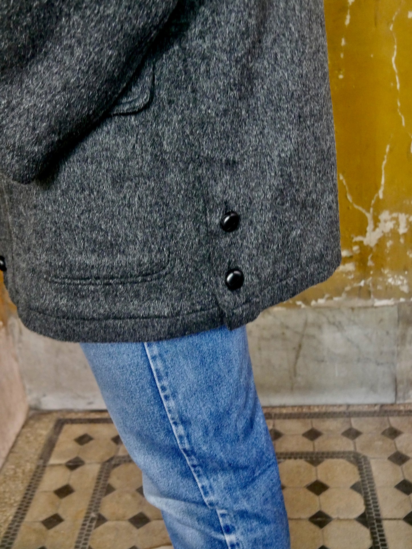 Vintage Loden Wool Mohair Coat | Charcoal Gray | Extra Large