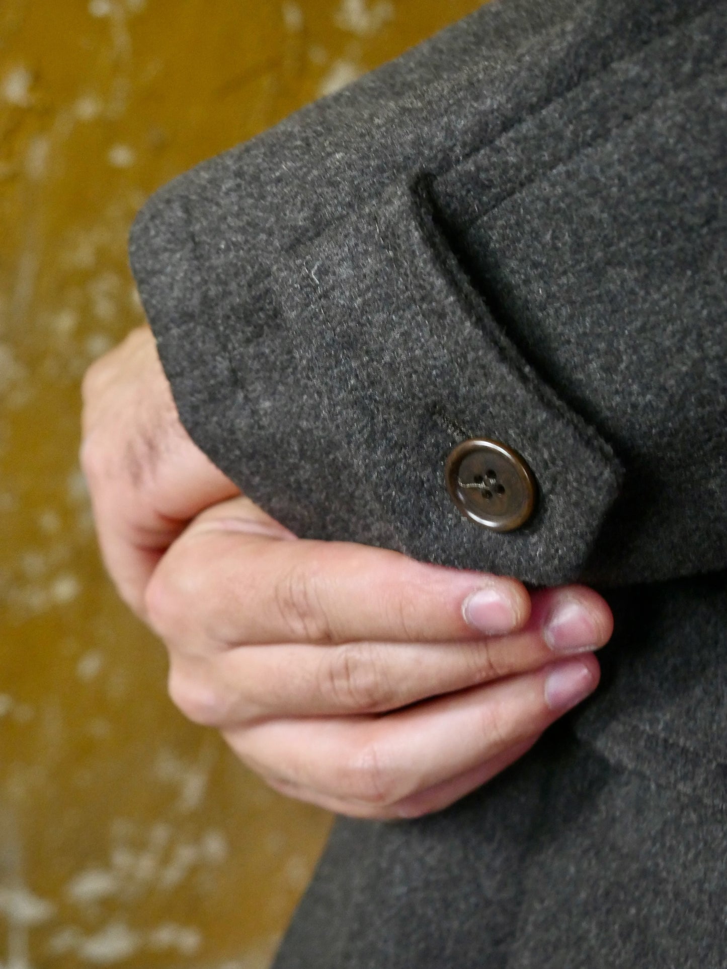 Men's Vintage Wool Coat with Detachable Faux Fleece Lining | Olive Brown | XL