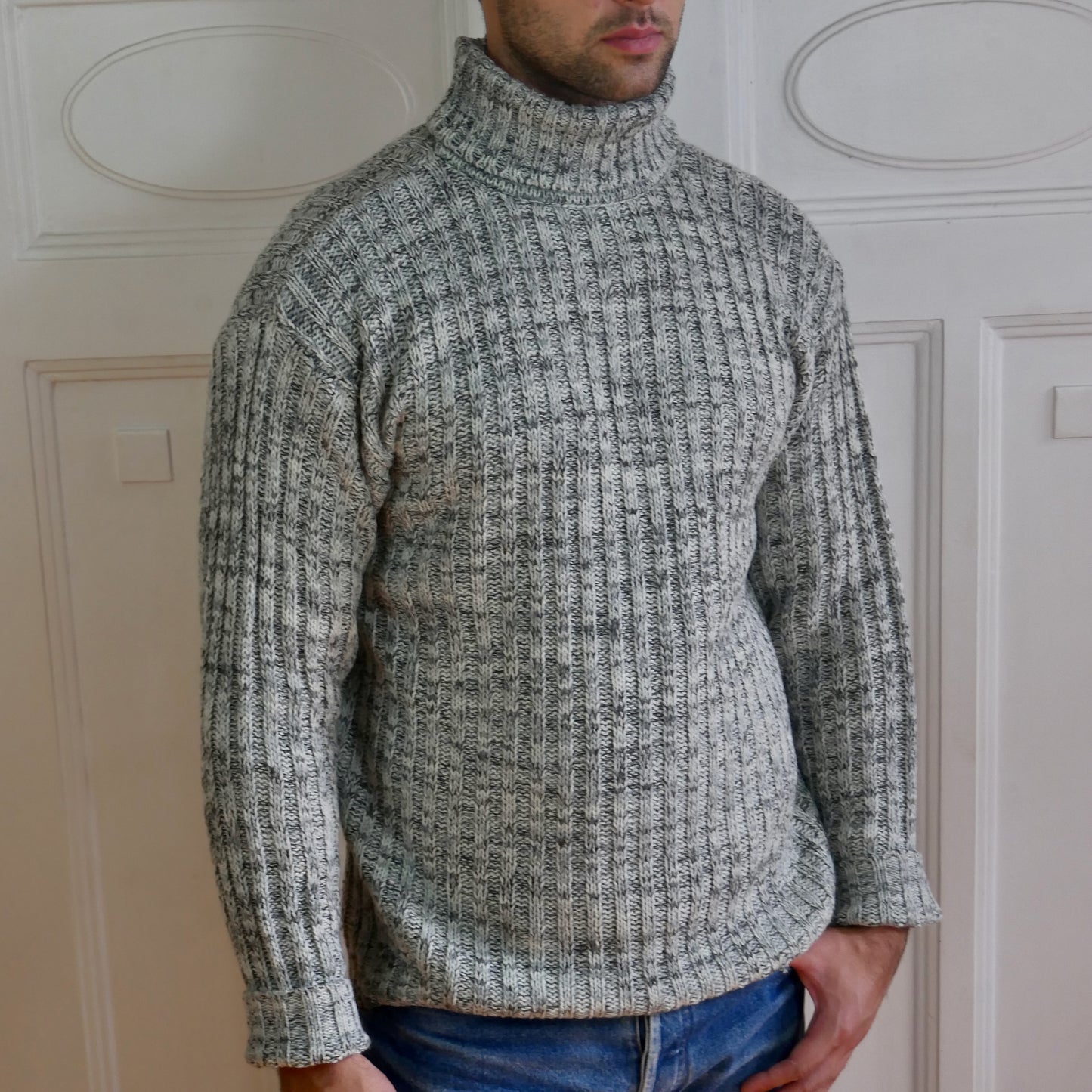 Gray Turtleneck Sweater | 90s Vintage Menswear | Large