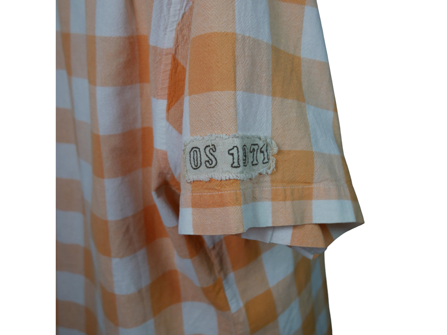 Short-Sleeve Shirt | Orange and Cream Check | Large