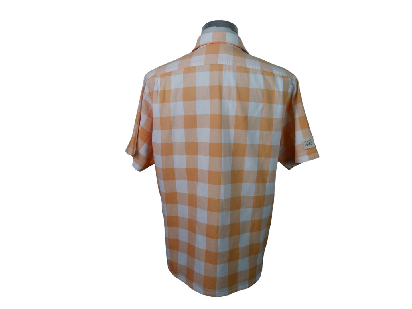 Short-Sleeve Shirt | Orange and Cream Check | Large
