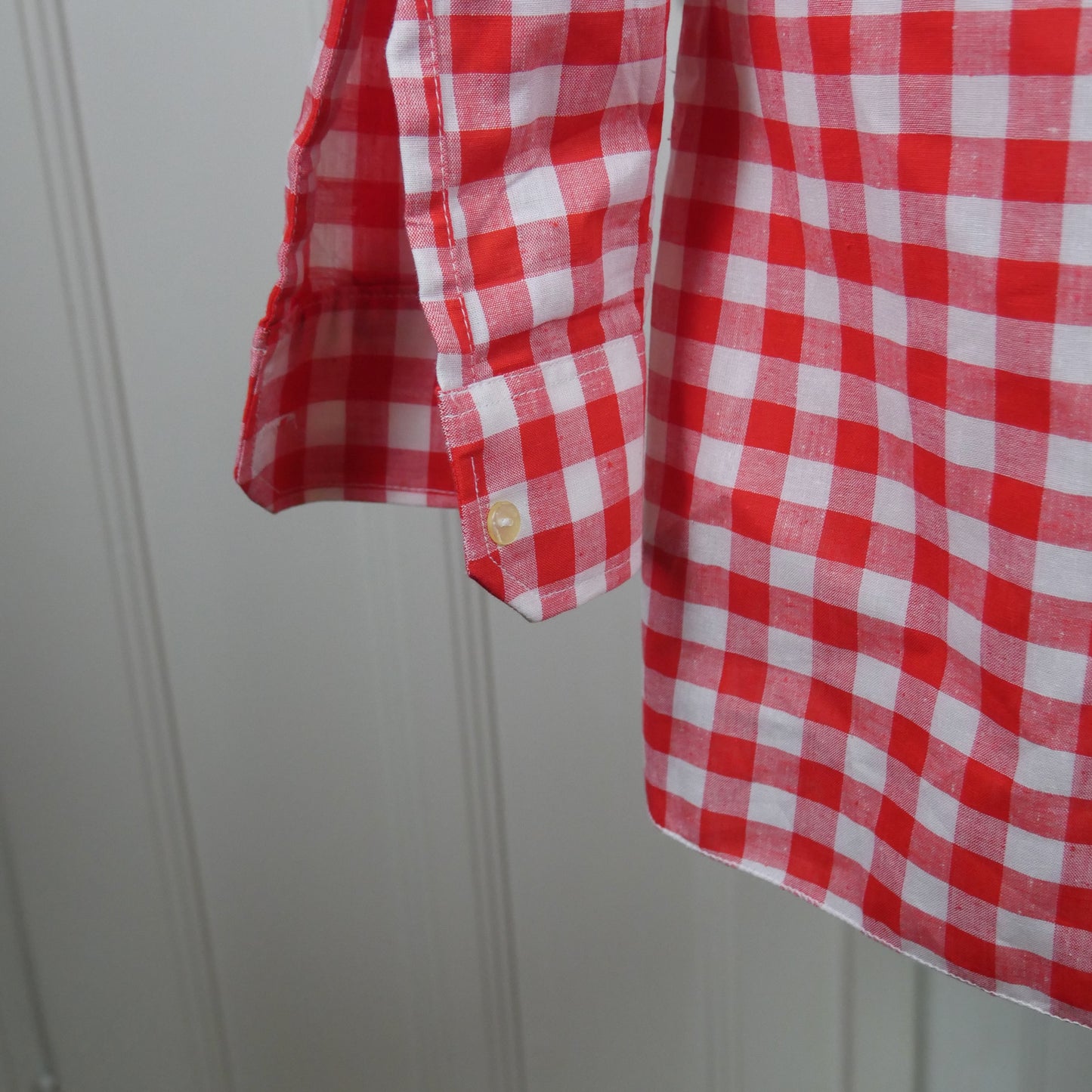 Vintage Check Shirt | Red & White Cotton | Medium