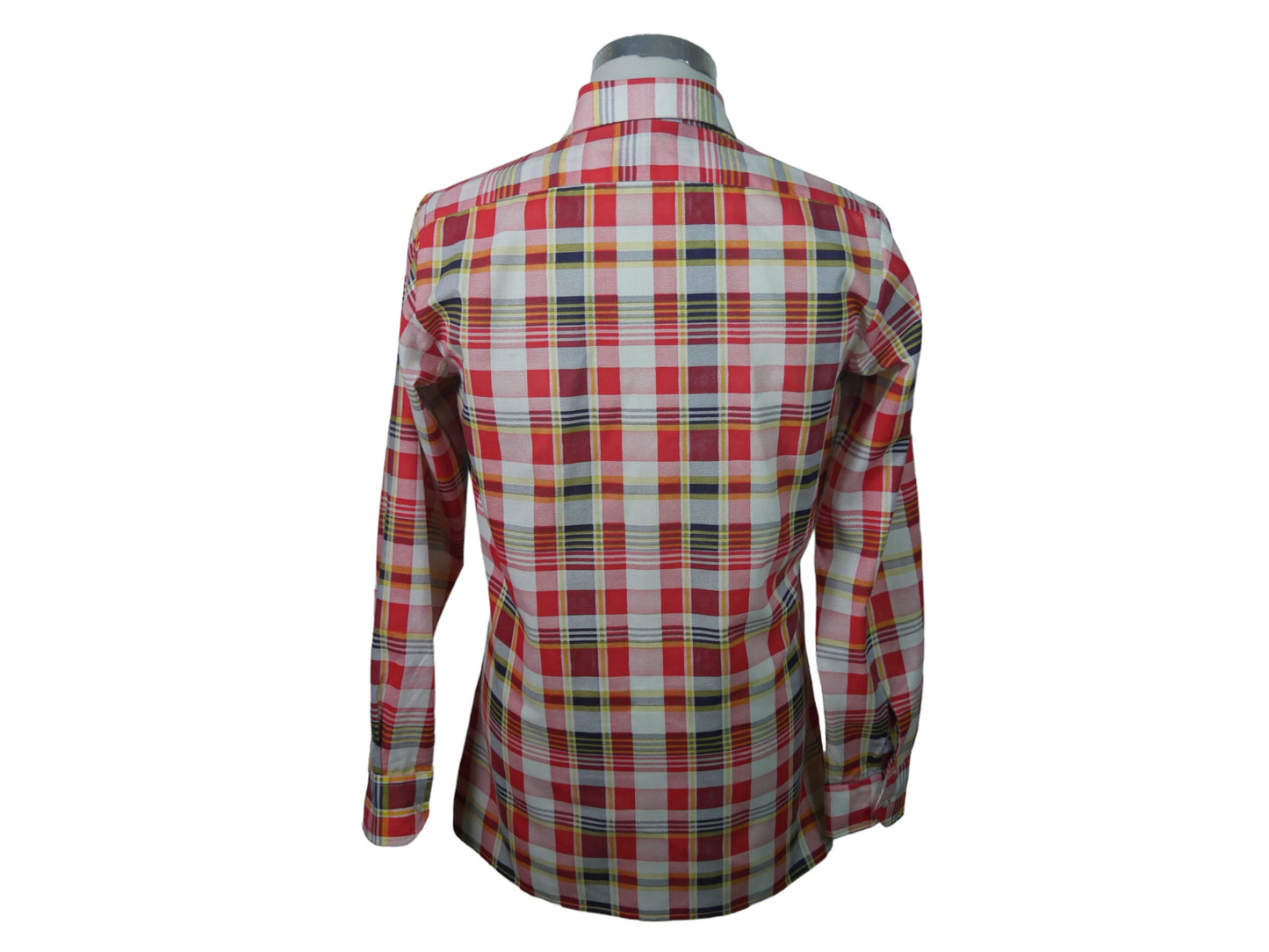 80s Plaid Shirt | Red White Black Yellow | Medium