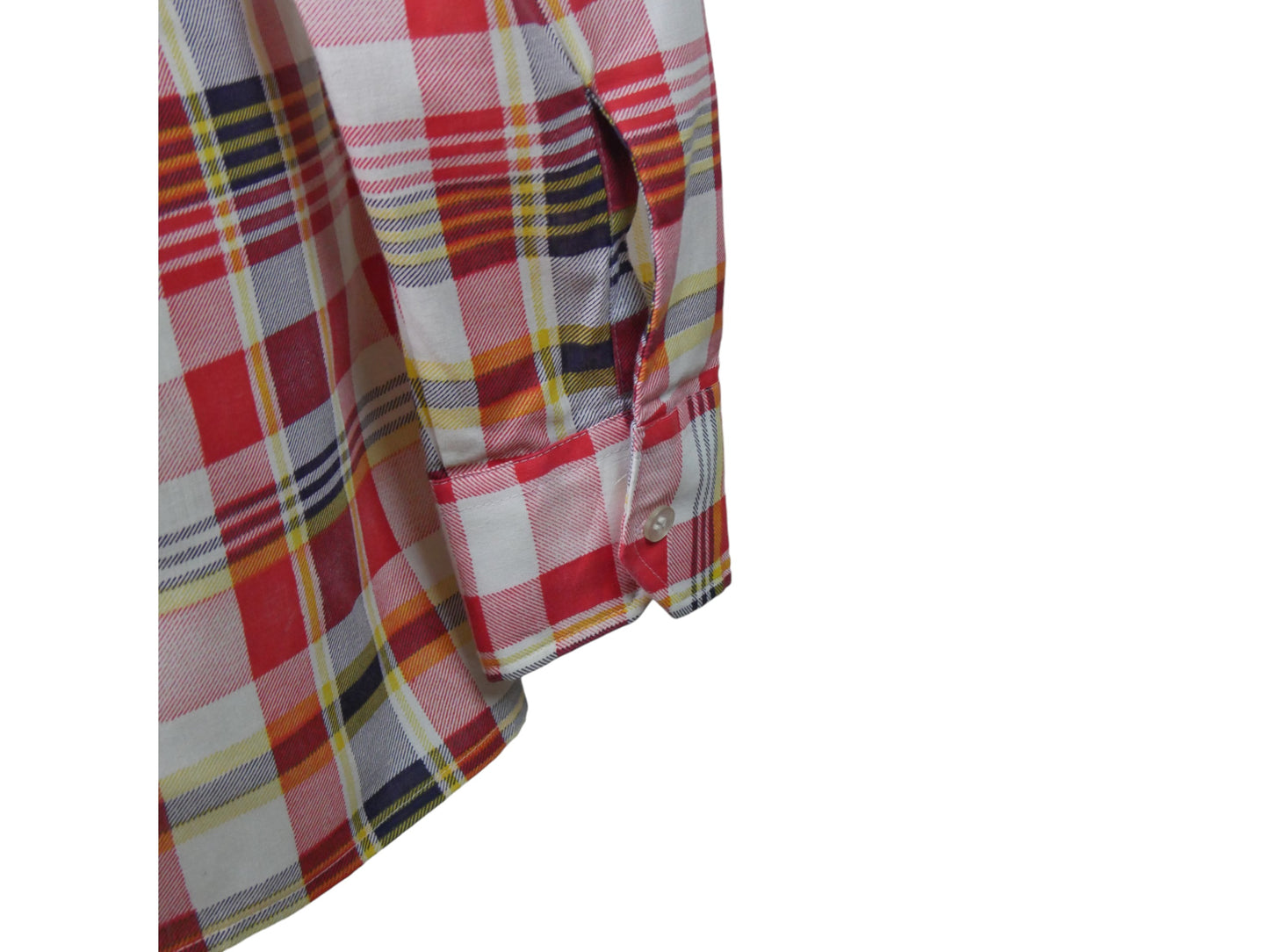 80s Plaid Shirt | Red White Black Yellow | Medium
