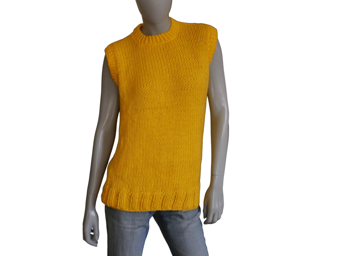 Yellow Knit Sweater Vest | 1970s Vintage Womenswear | Soft Wool | Large