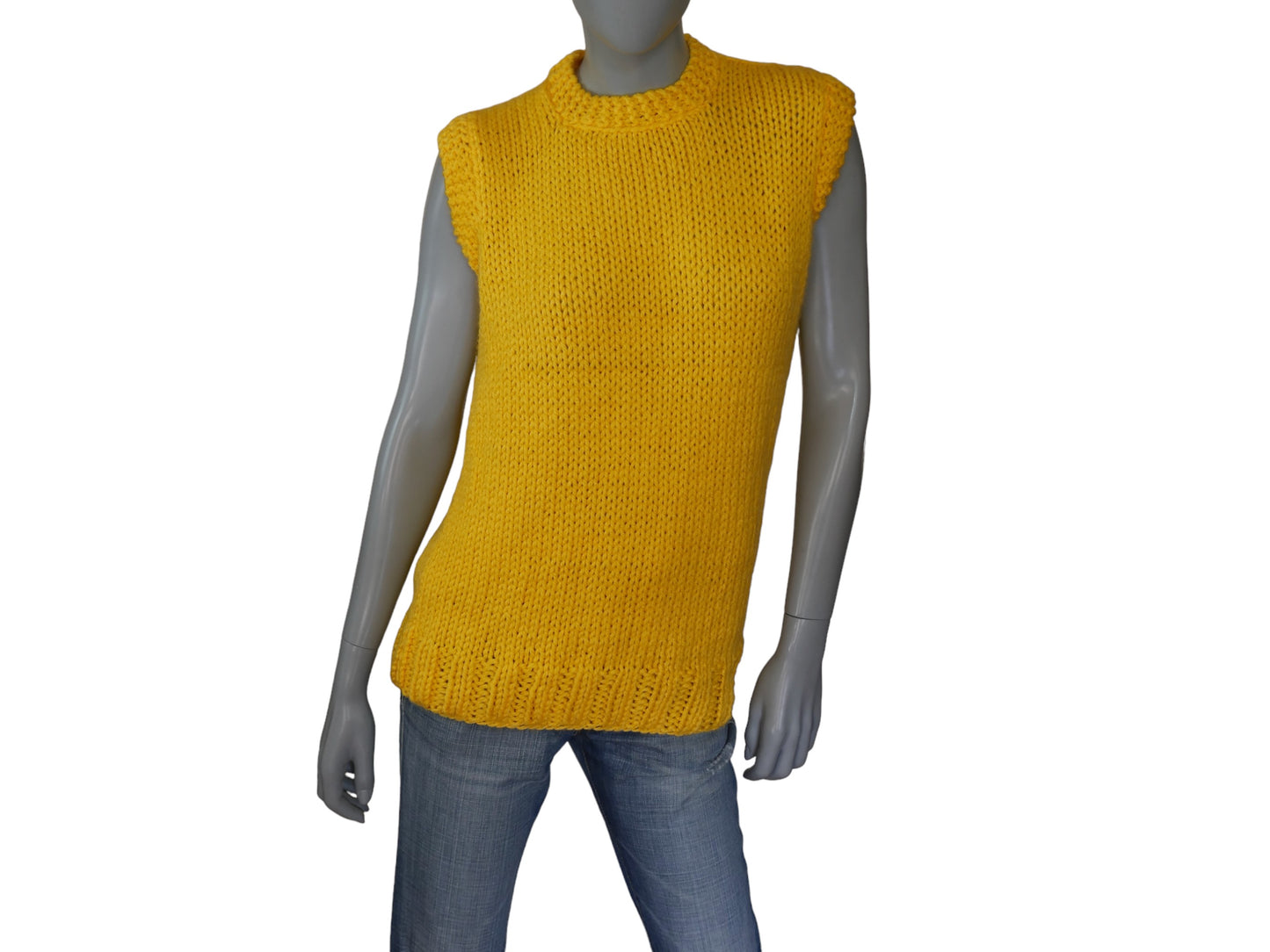 Yellow Knit Sweater Vest | 1970s Vintage Womenswear | Soft Wool | Large