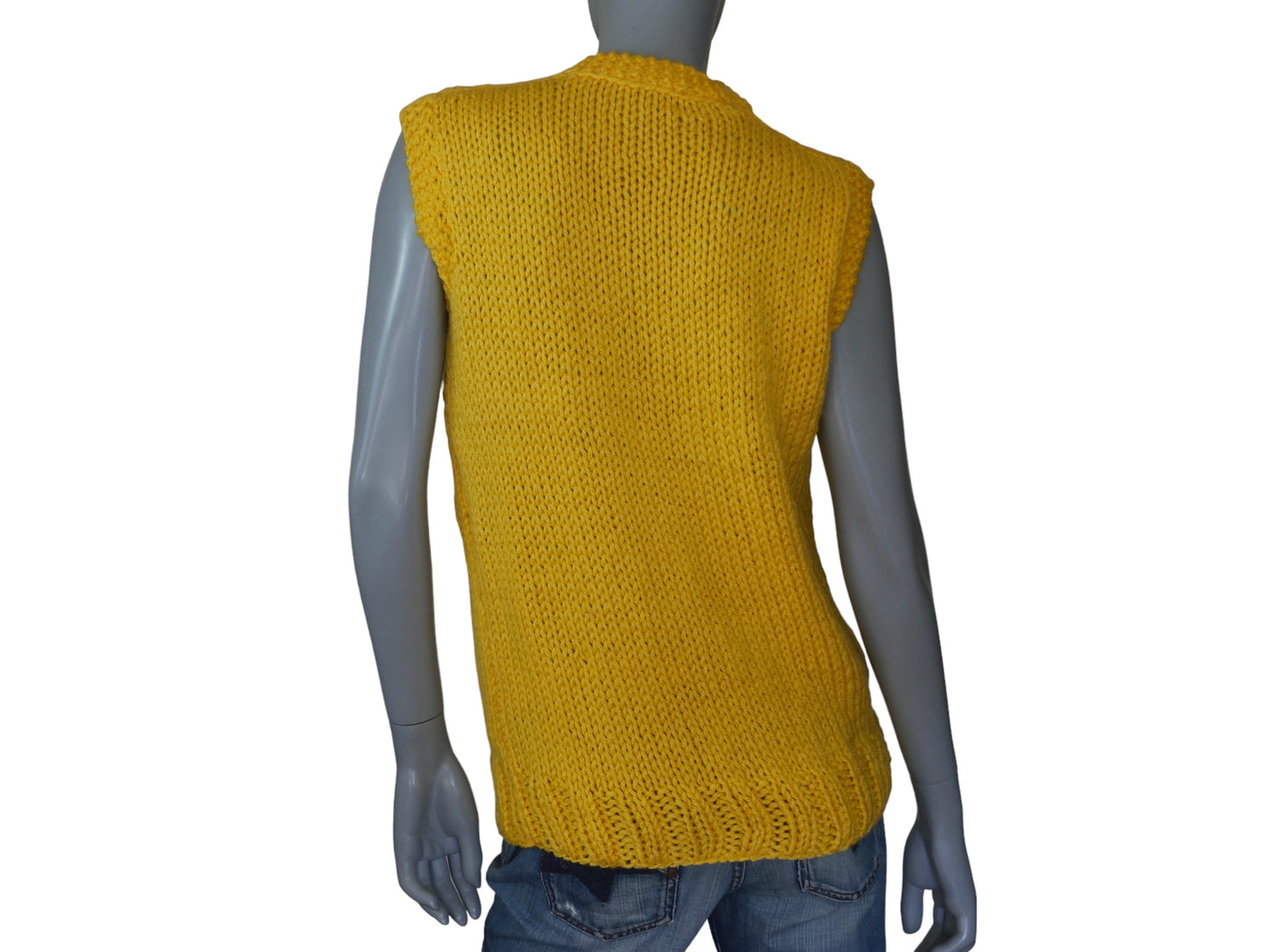 Yellow Knit Sweater Vest | 1970s Vintage Womenswear | Soft Wool | Large