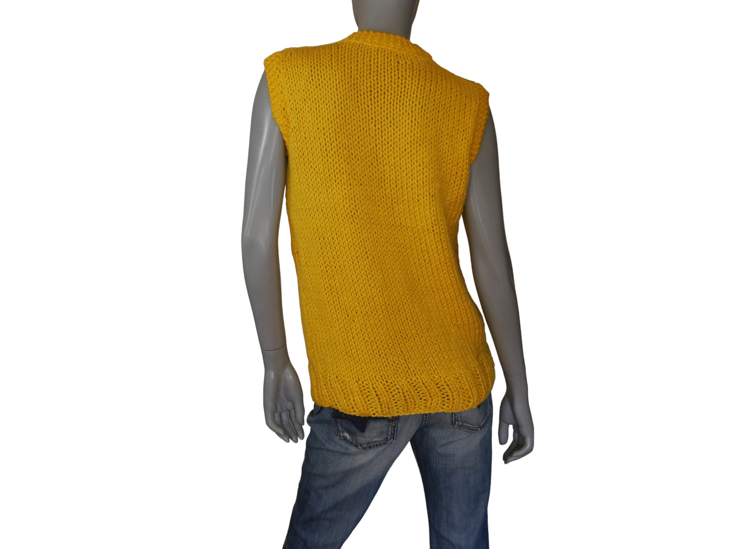 Yellow Knit Sweater Vest | 1970s Vintage Womenswear | Soft Wool | Large