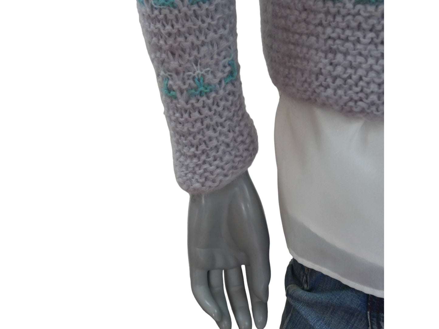 Lavender Gray Soft Knit Vintage Sweater with Hood | 1990s Womenswear | Extra Small