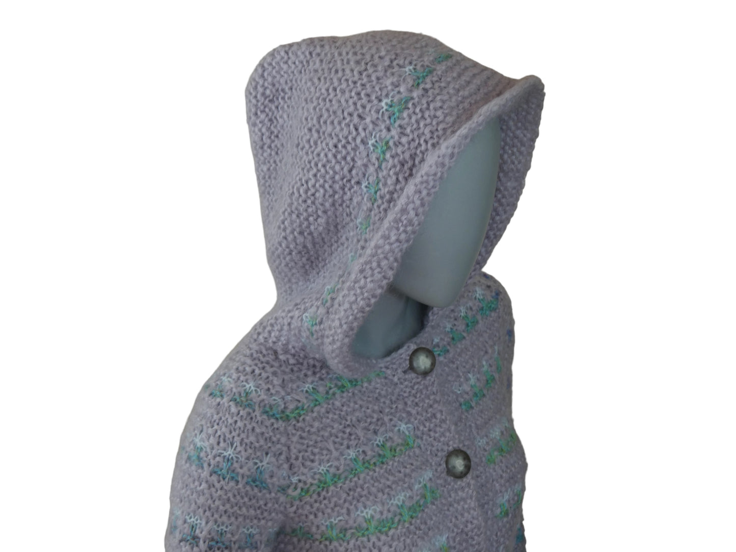 Lavender Gray Soft Knit Vintage Sweater with Hood | 1990s Womenswear | Extra Small