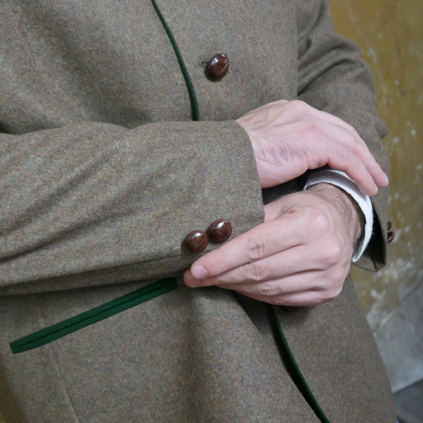 Olive Brown Janker Jacket | 90s Vintage Men's Trachten Lodenfrey Blazer | Size 46 US/UK