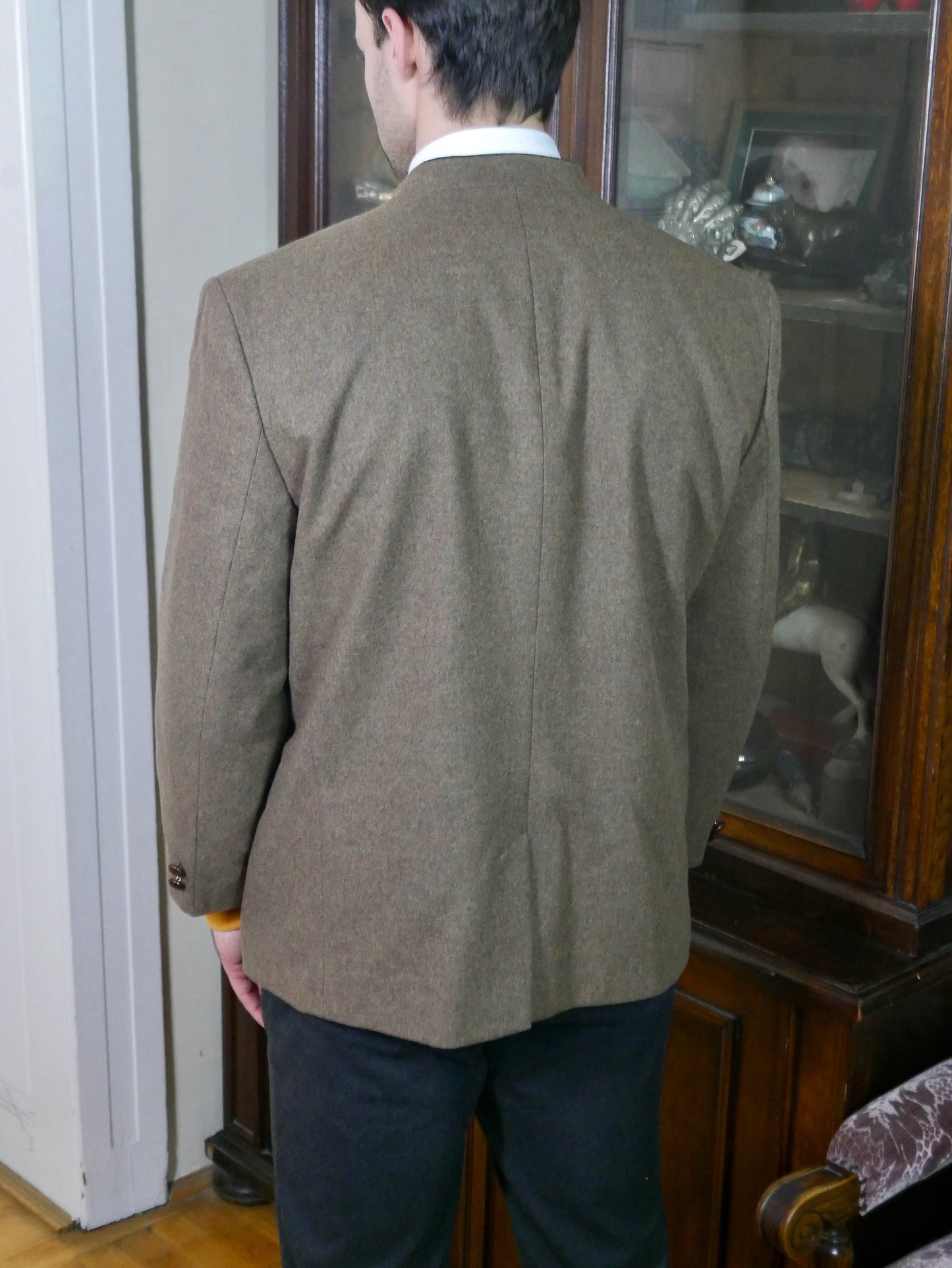 Olive Brown Janker Jacket | 90s Vintage Men's Trachten Lodenfrey Blazer | Size 46 US/UK