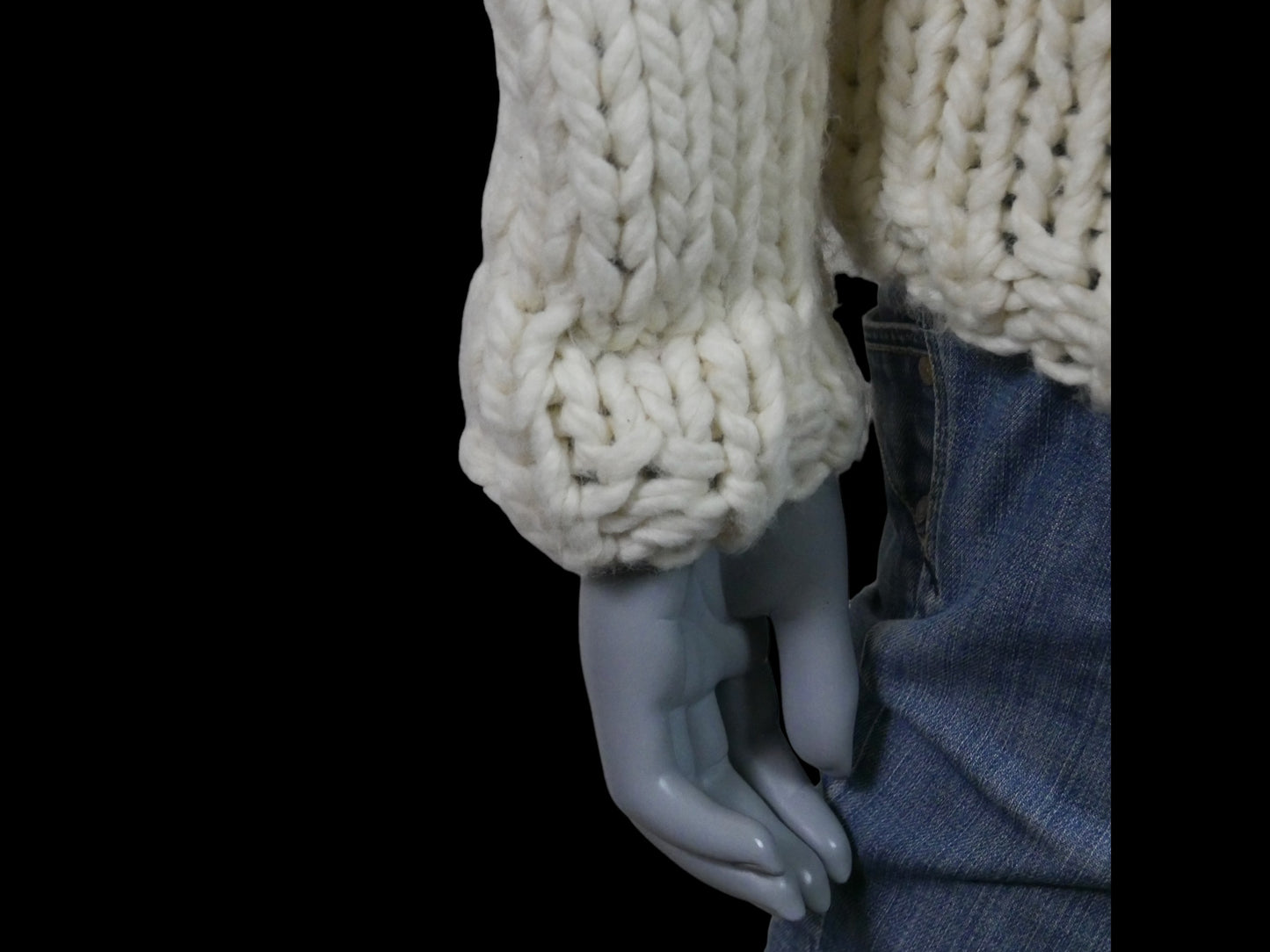 Vintage Knit Hoodie | Cream Chunky Soft Wool Pullover Sweater | Medium