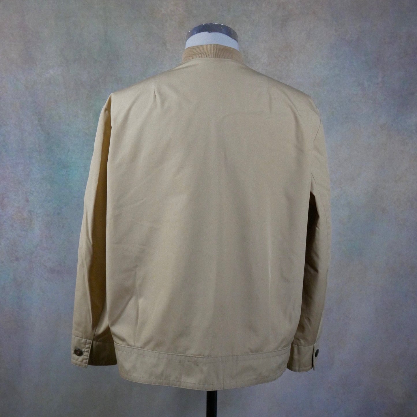 1960s European Vintage Beige Jacket: Cotton Knit Ribbed Collar | Button Closure Leo Gabor Vintage