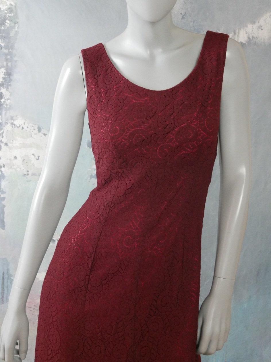 1960s Vintage Sleeveless Dress | Burgundy Cotton Paisley | Mod Summer Style Leo Gabor Vintage