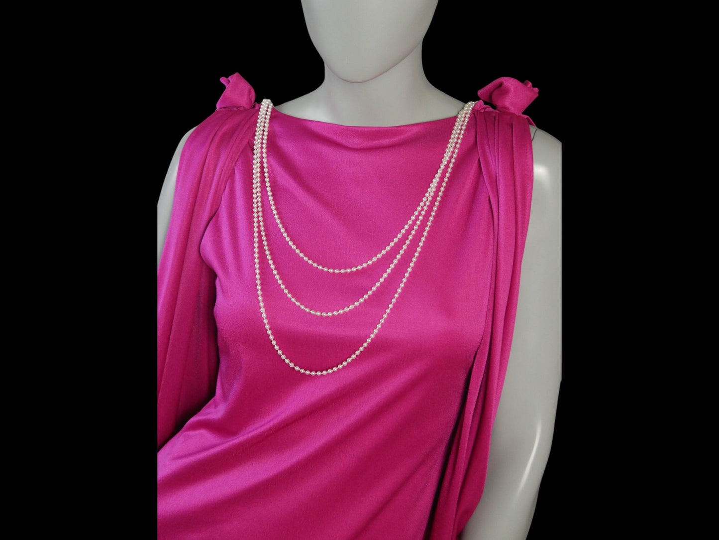 1970s Disco Dress, Pink Satin Sleeveless Flapper Style Midi with Goddess Draping Leo Gabor Vintage