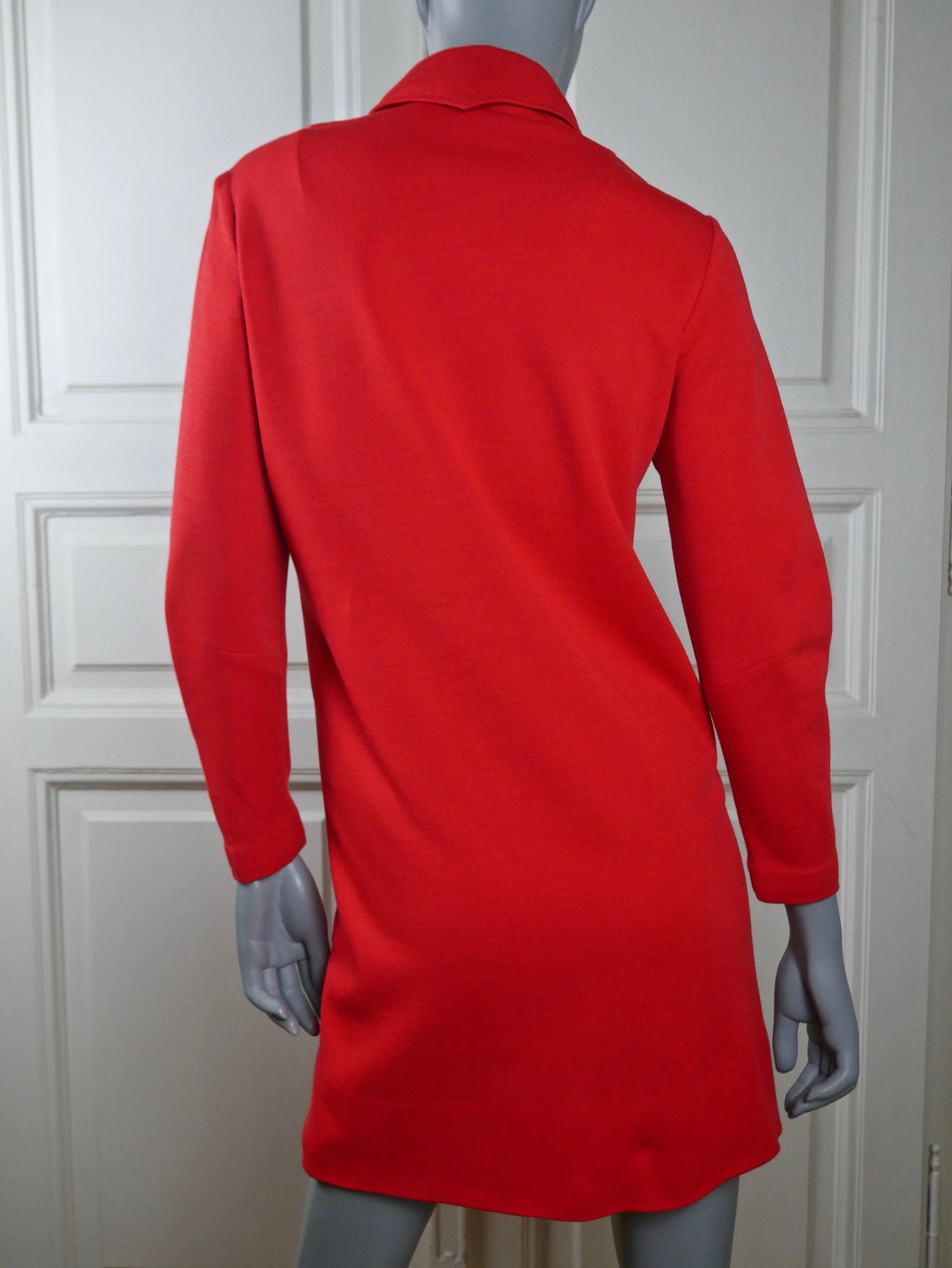 1970s German Vintage Red Shirt Dress Leo Gabor Vintage