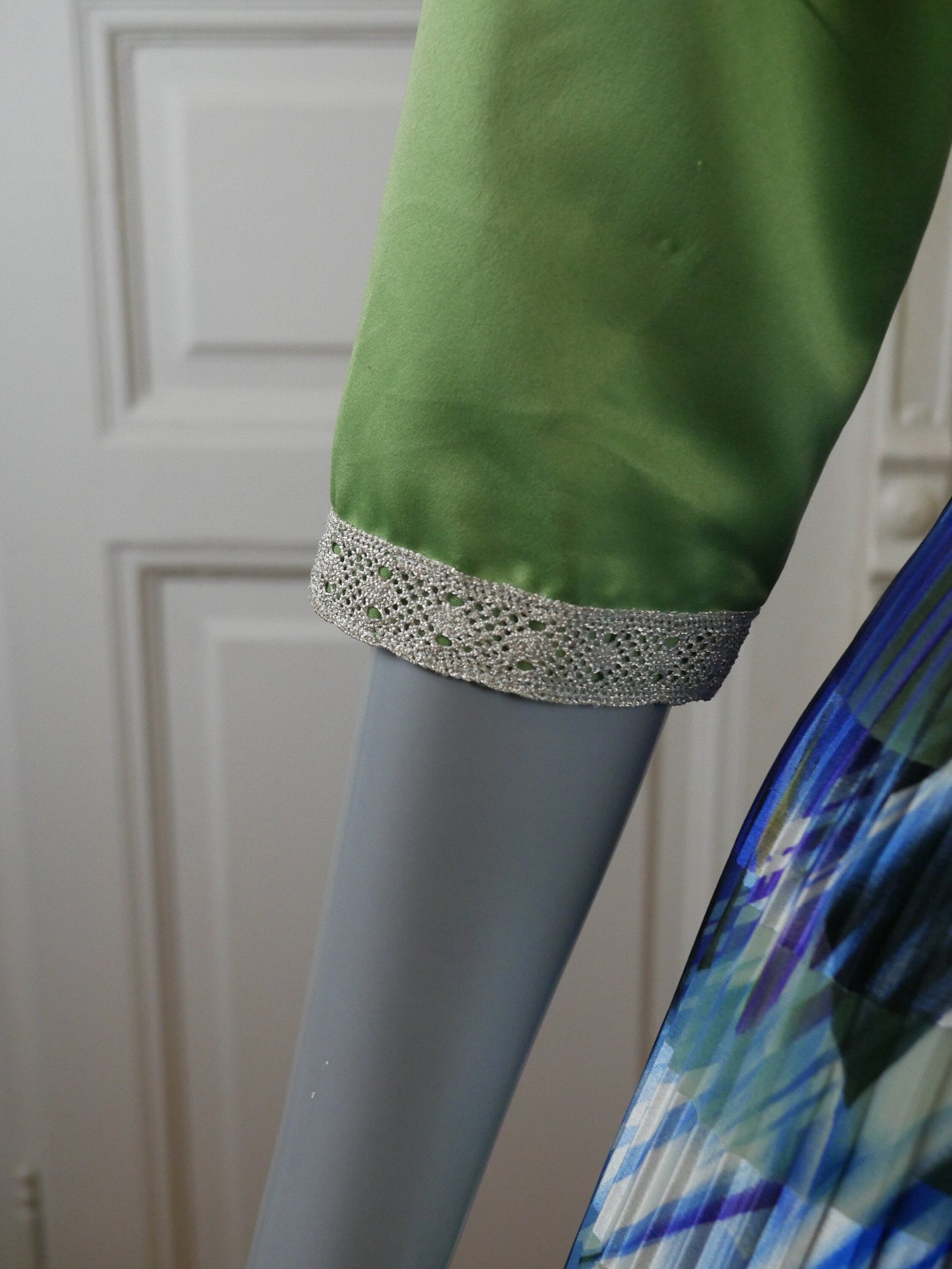 1970s Long Dress |European Vintage Green & Blue Hostess Maxi Leo Gabor Vintage