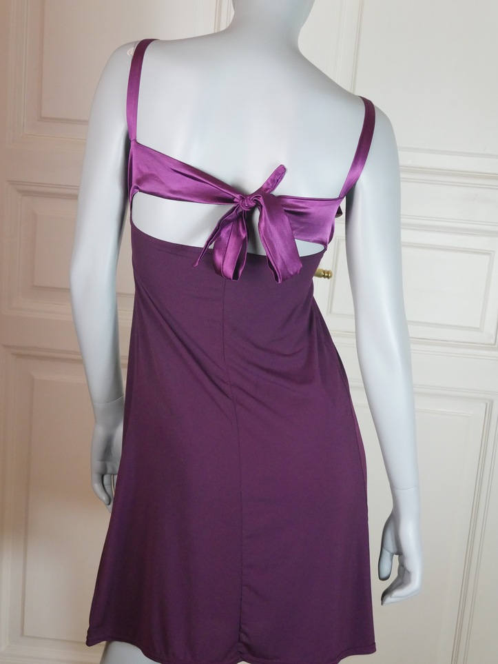 1970s Purple Disco Dress | French Vintage Sleeveless Purple w Diamante Straps Leo Gabor Vintage