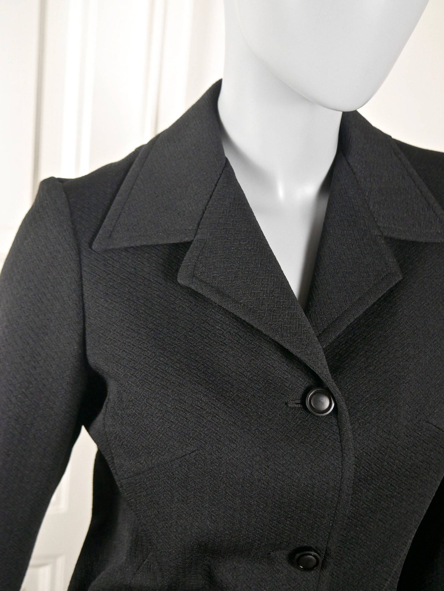 1970s Vintage Black Blazer | Swedish Single-Breasted Jacket w Wide Lapels | Medium Leo Gabor Vintage