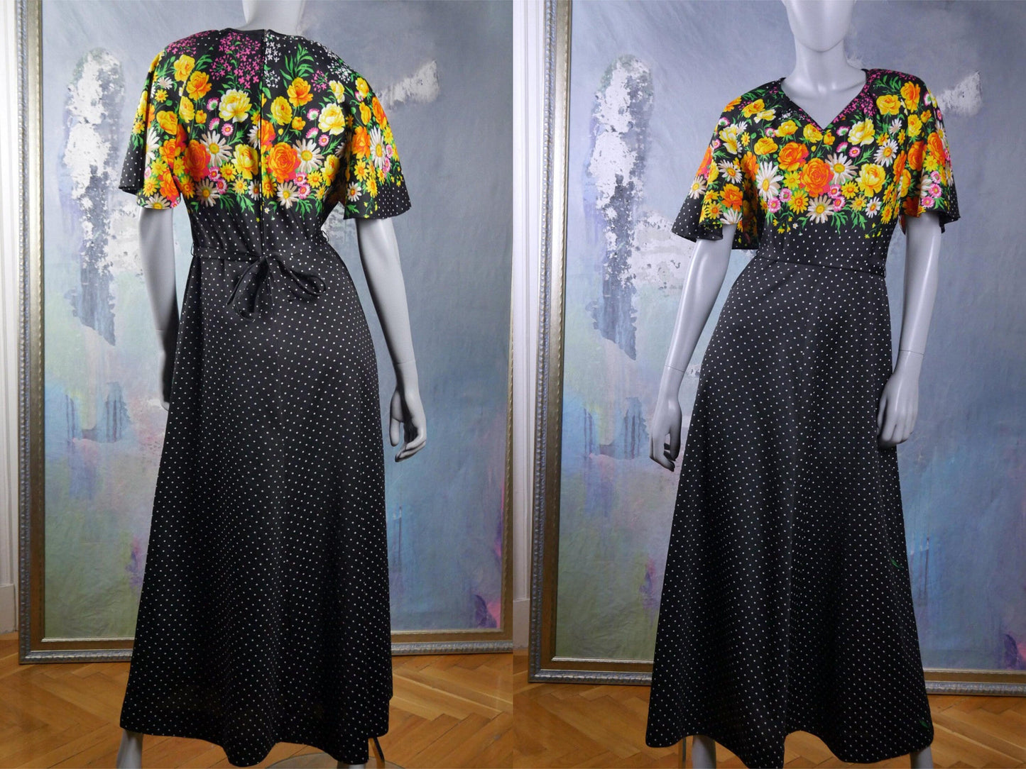1970s Vintage Boho Long Summer Dress Leo Gabor Vintage