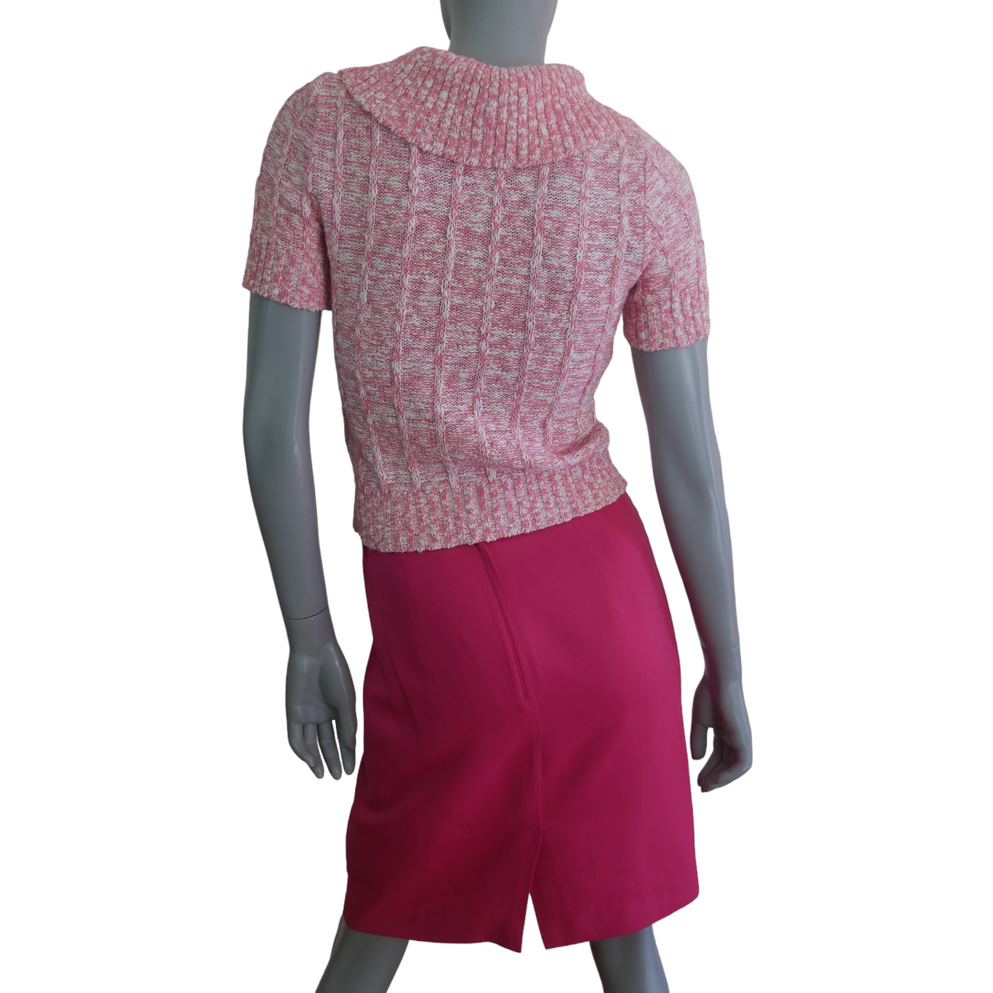 1970s Vintage Pink Short-Sleeve Summer Sweater Leo Gabor Vintage