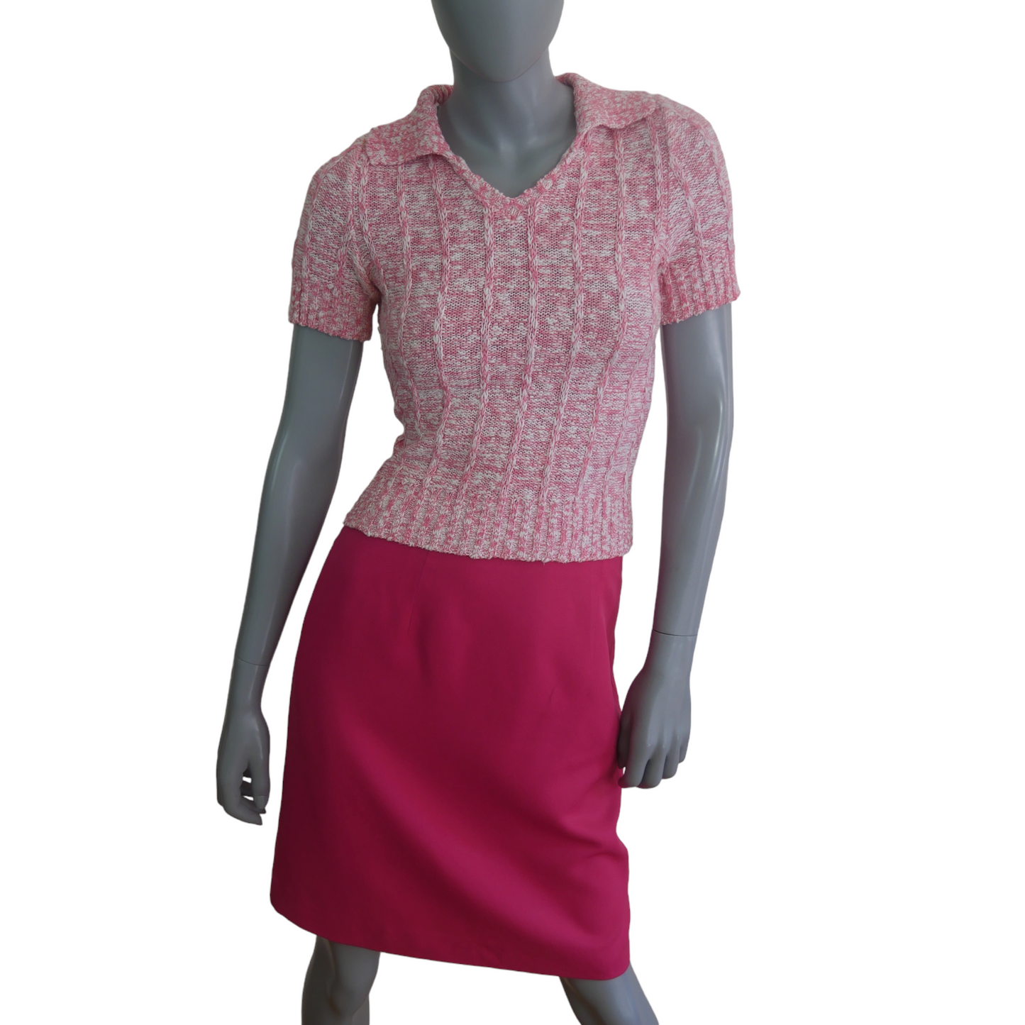 1970s Vintage Pink Short-Sleeve Summer Sweater Leo Gabor Vintage