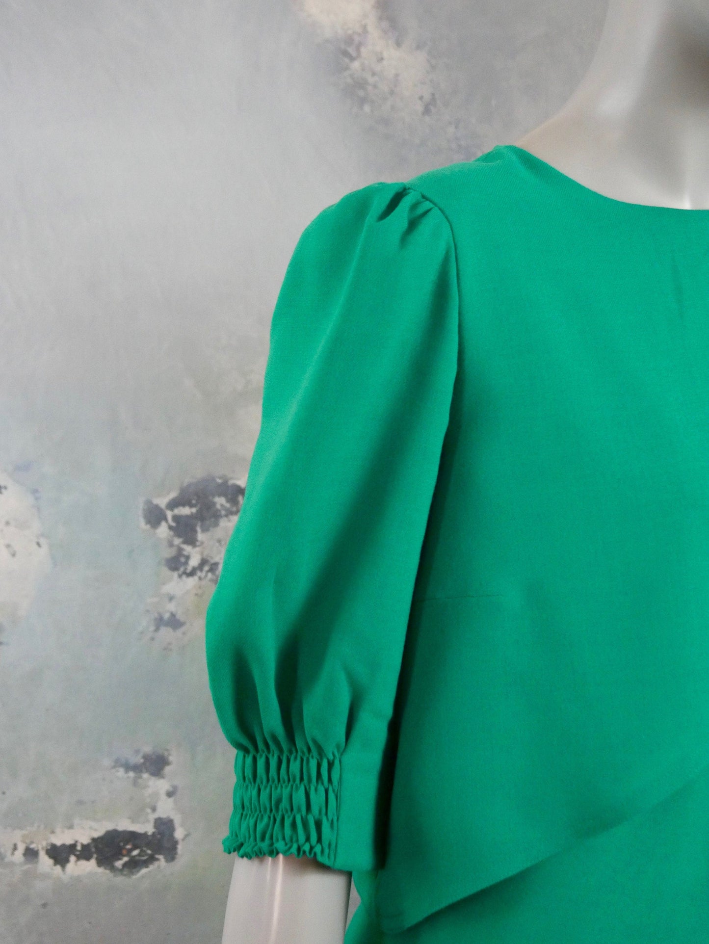 1980s German Vintage Green Layered Dress Leo Gabor Vintage