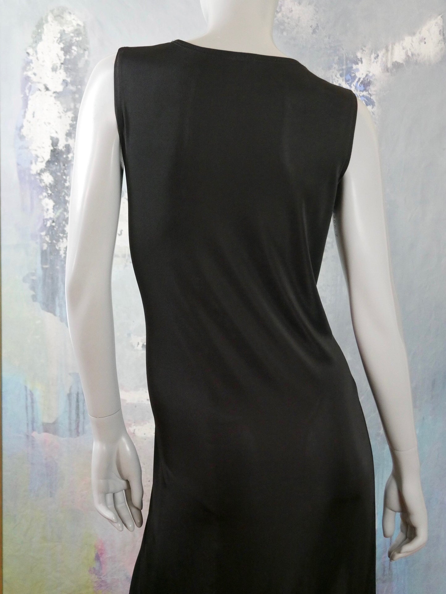 1990s Vintage Sleeveless BlackMidi Dress| European Lightweight Summer Style Leo Gabor Vintage