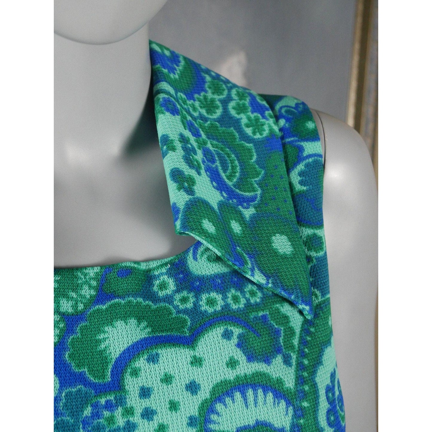 60s Sleeveless Mod Dress | Aqua Green Turquoise and Blue Danish Vintage Midi Leo Gabor Vintage