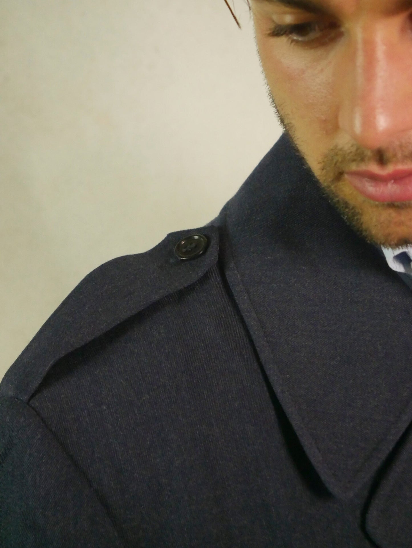 80s Vintage Blue Trench Coat | European Military Long Overcoat | Extra Large Leo Gabor Vintage