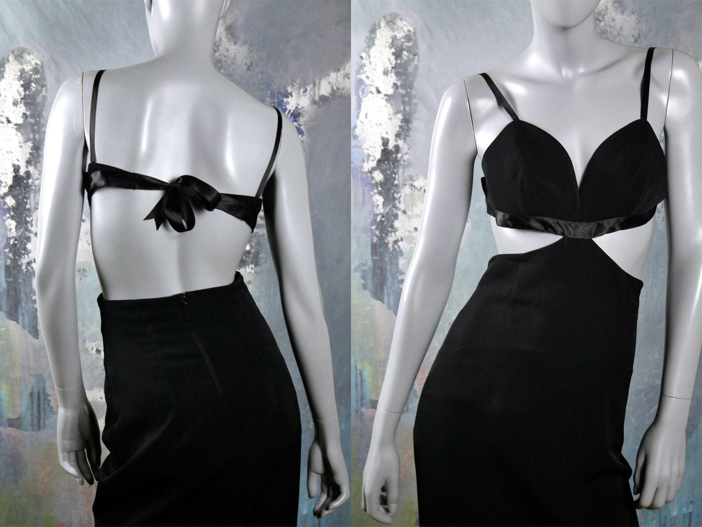 Vintage 70s Disco Dress | Sweetheart Neckline Bra Top | Midi Calf-Length Slimline Design Leo Gabor Vintage