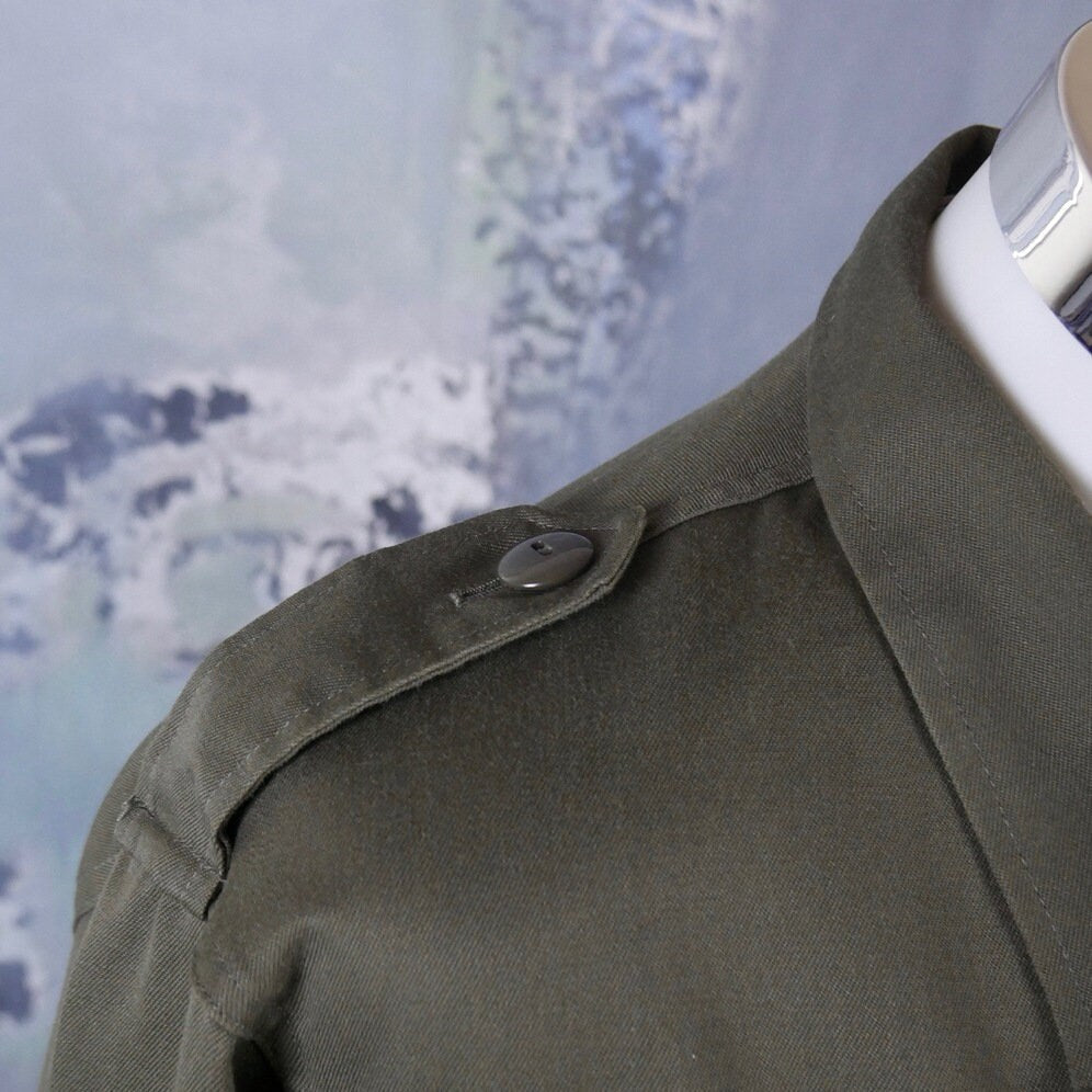 Vintage Austrian Army Shirt | Long-Sleeve Olive Drab with Epaulets | Medium to Large Leo Gabor Vintage