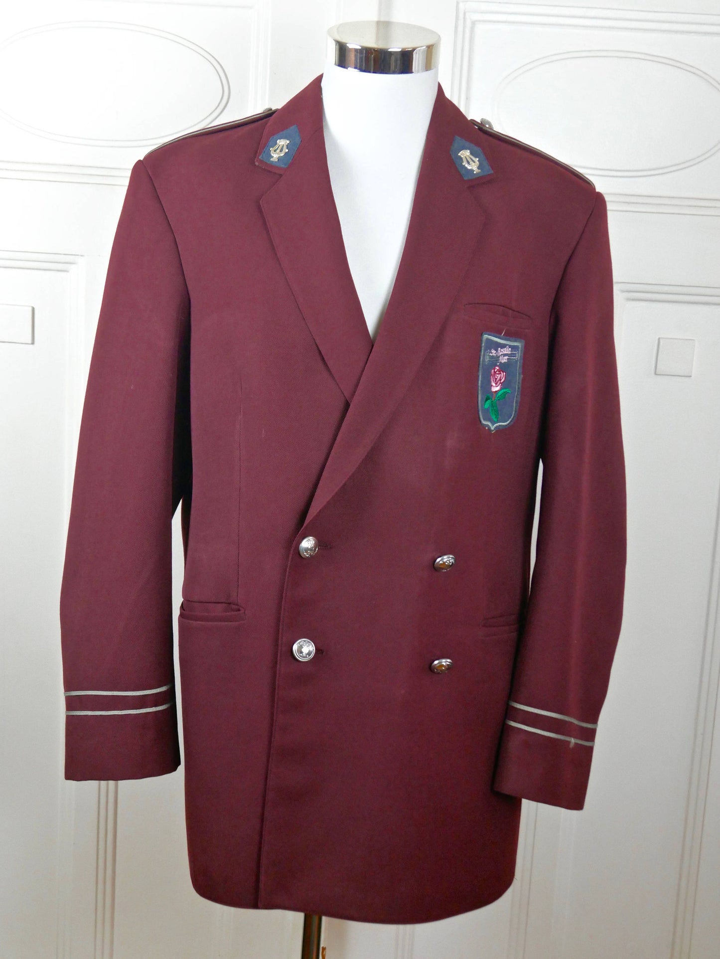 Vintage Band Officer Uniform Jacket | Burgundy Music Department Officer Blazer | Medium Leo Gabor Vintage