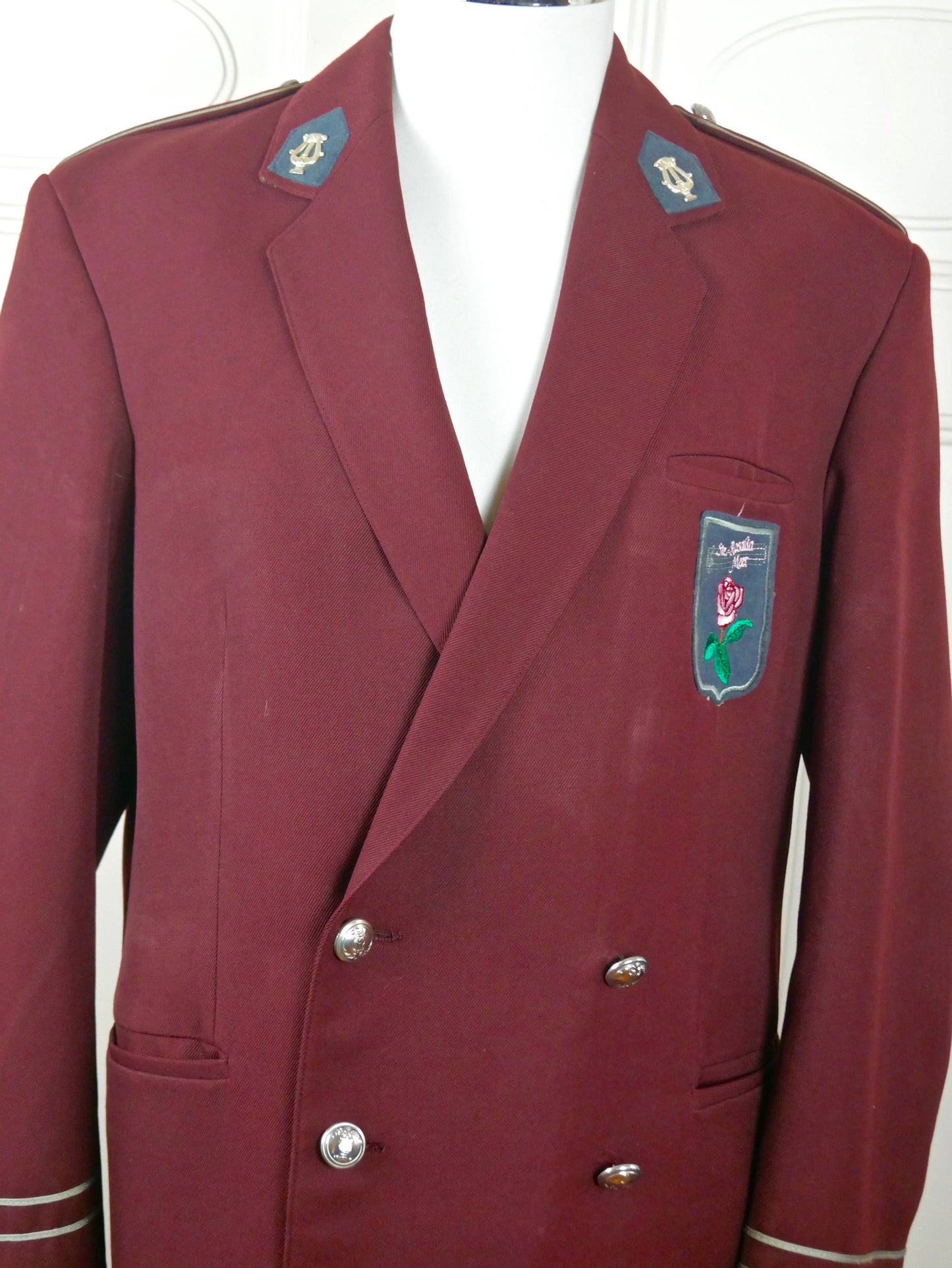 Vintage Band Officer Uniform Jacket | Burgundy Music Department Officer Blazer | Medium Leo Gabor Vintage