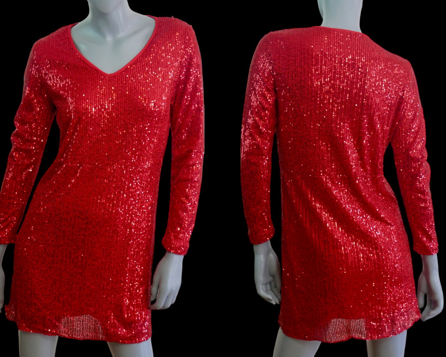 Vintage Red Sequin Mini Dress Leo Gabor Vintage