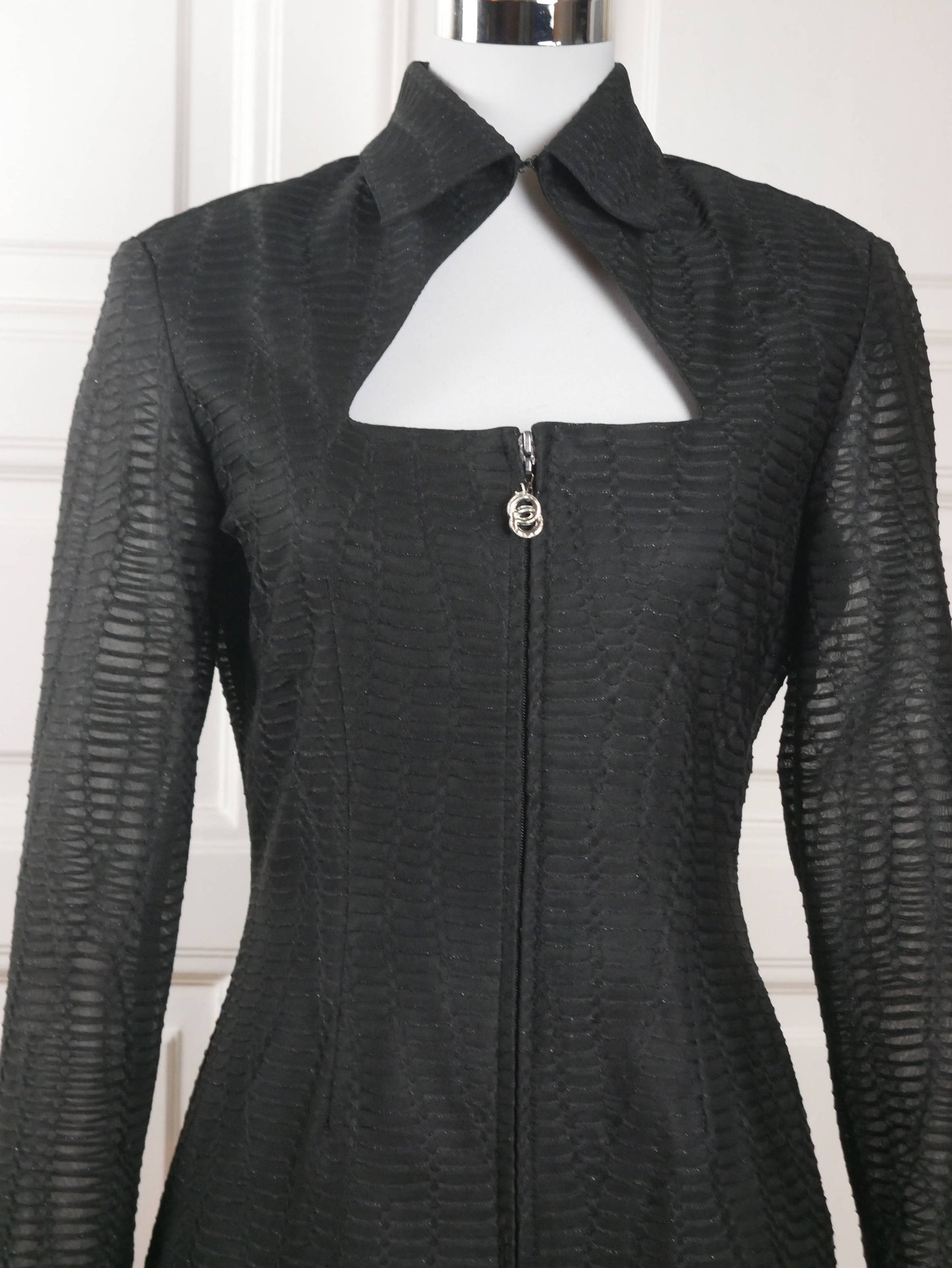 1990s Vintage Elegant Black Evening Blouse | Medium
