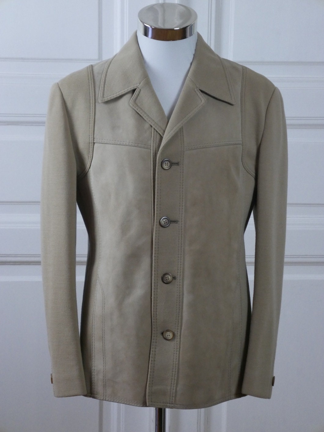 1970s Men's Retro Wool & Genuine Suede Leather European Vintage Jacket | Medium