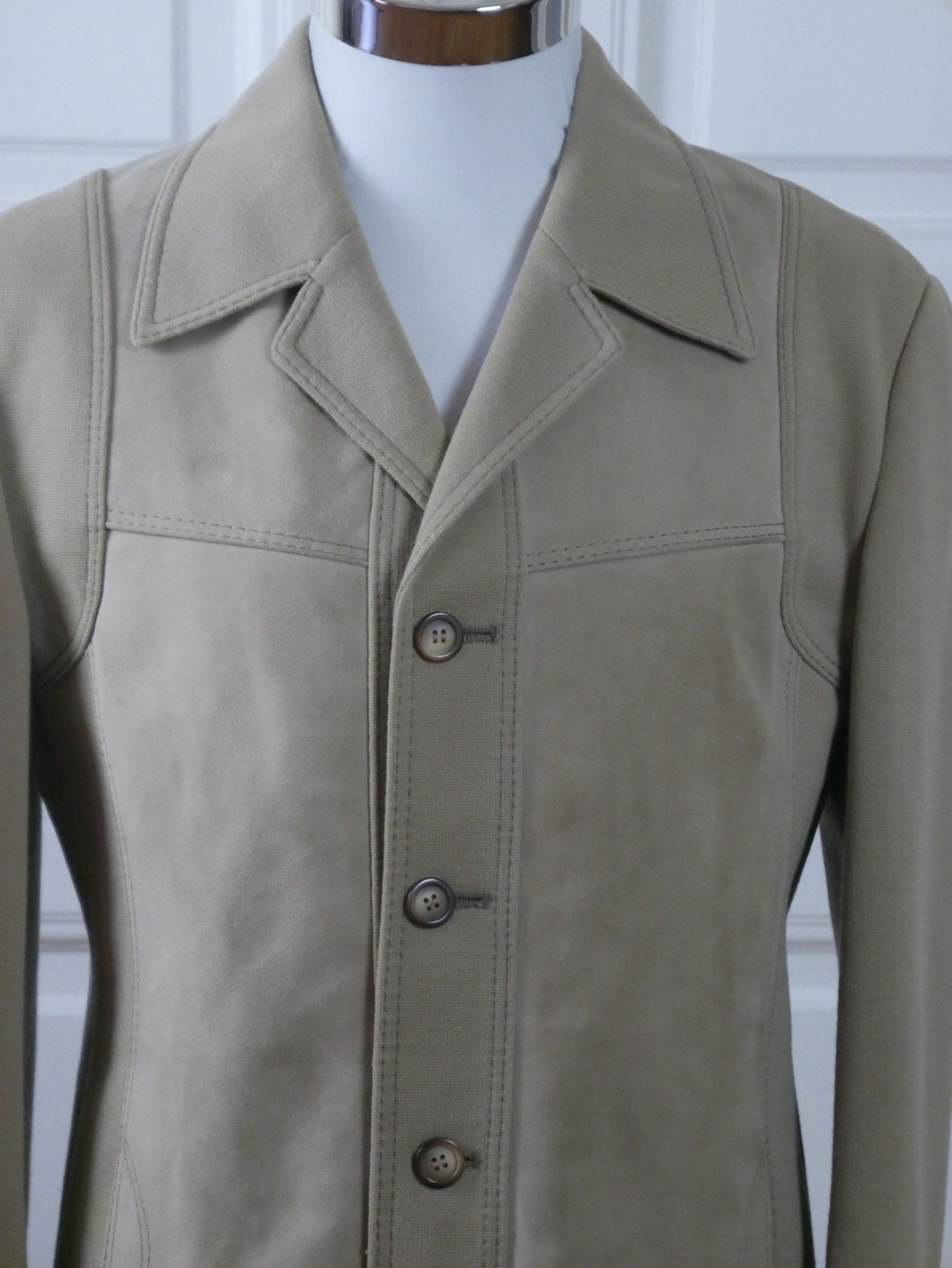 1970s Men's Retro Wool & Genuine Suede Leather European Vintage Jacket | Medium