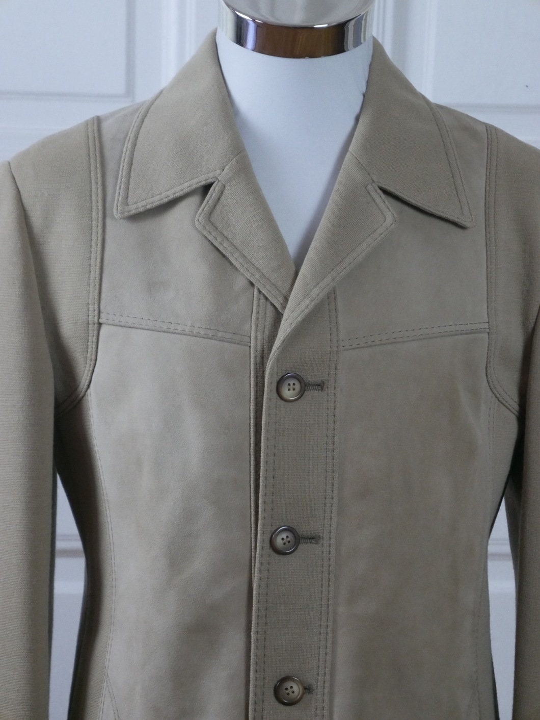 1970s Men's Retro Wool & Genuine Suede Leather European Vintage Jacket | Medium