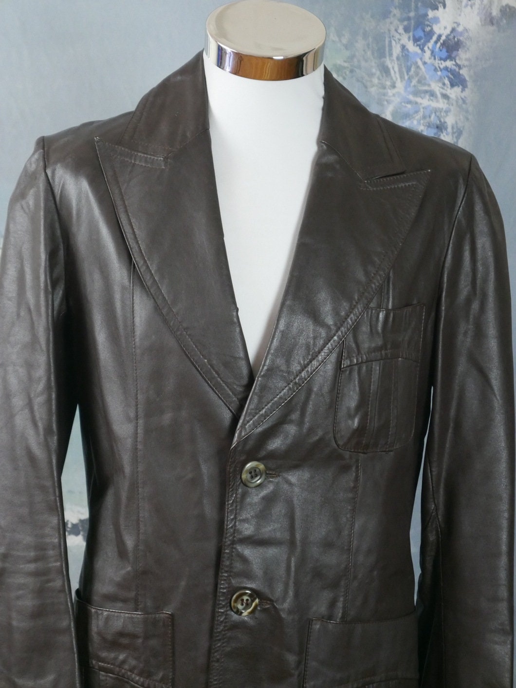 Men's 1970s Vintage Brown Leather Jacket |Medium