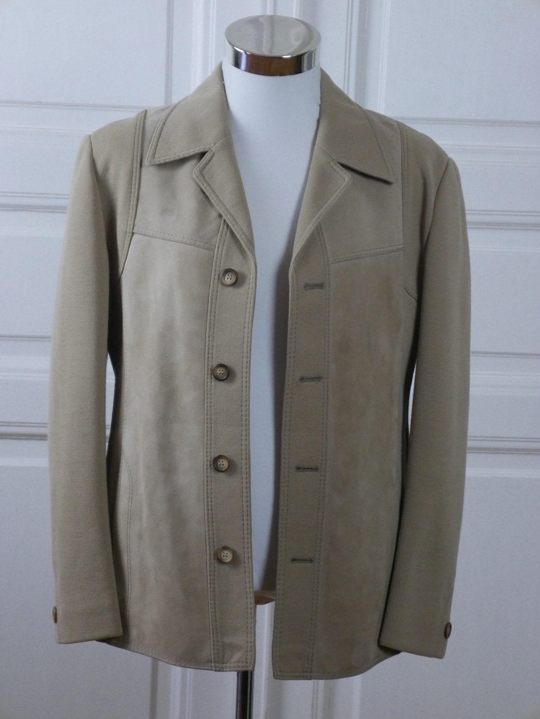 1970s Men's Retro Wool & Genuine Suede Leather European Vintage Jacket | Medium