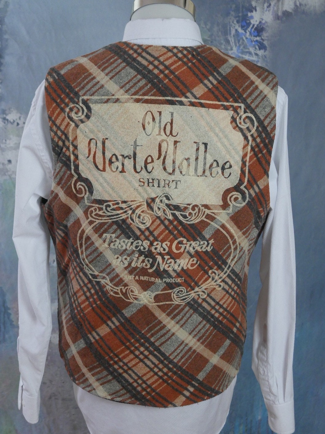 1980s Wool Vest | Vintage Rust Beige & Gray Wool Plaid | Large